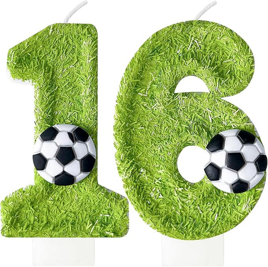 Birthday Candles Numbers，Soccer Birthday Decorations，Suitable for Girl and boy Cake Toppers, Wedding Cakes, Anniversaries, Party Celebrations, Birthday Decorations (16)