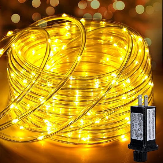 66ft 240 LED Rope Lights Outdoor, Connectable and Flexible Tube Lights with 8 Modes, Waterproof Indoor Outdoor LED Rope Lighting for Deck, Garden, Pool, Patio, Indoor Outdoor Decorations(Warm White)