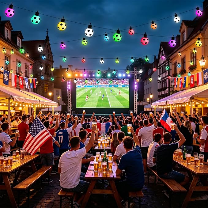 2026 World Cup 50 FT Smart Outdoor String Lights Waterproof, Patio Lights Outdoor Waterproof with 15 RGBW LED Bulbs, 16 Million Colors with App & Remote Control