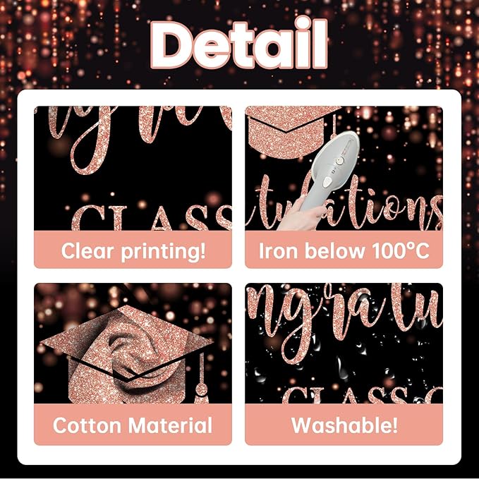 Mocsicka Class of 2026 Backdrop Rose Gold Glitter Bokeh Graduation Party Background 2026 Congrats Grad Prom Party Cake Table Decoration Photo Booth Props (10x7ft)