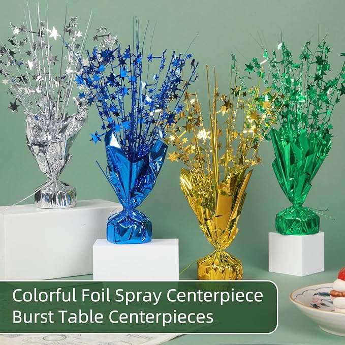 20 Pack Green Star Table Decorations Metallic Foil Spray Centerpiece Burst Table Centerpieces for Birthday Party Decoration Graduation Wedding Baby Shower Party Supply (Green)