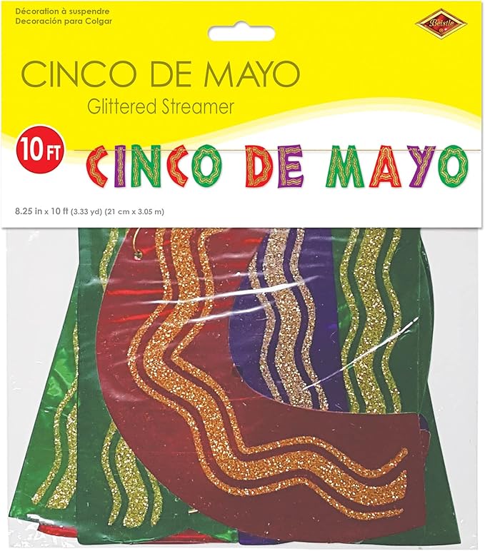 Glittered Cinco De Mayo Streamer Party Accessory (1 count) (1/Pkg)
