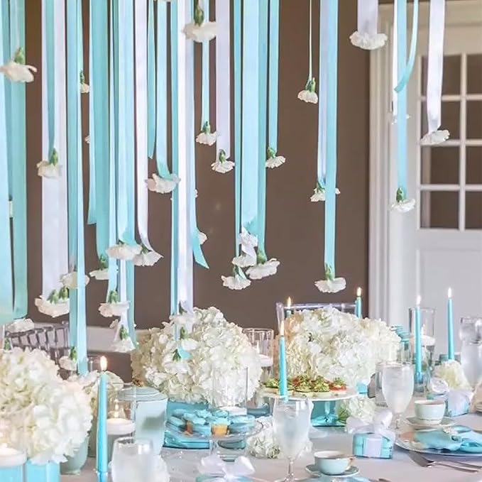 8 Rolls Crepe Paper Streamers, Light Sky Blue Streamers Party Decorations for Baby Shower Birthday Gender Reveal Under The Sea Party