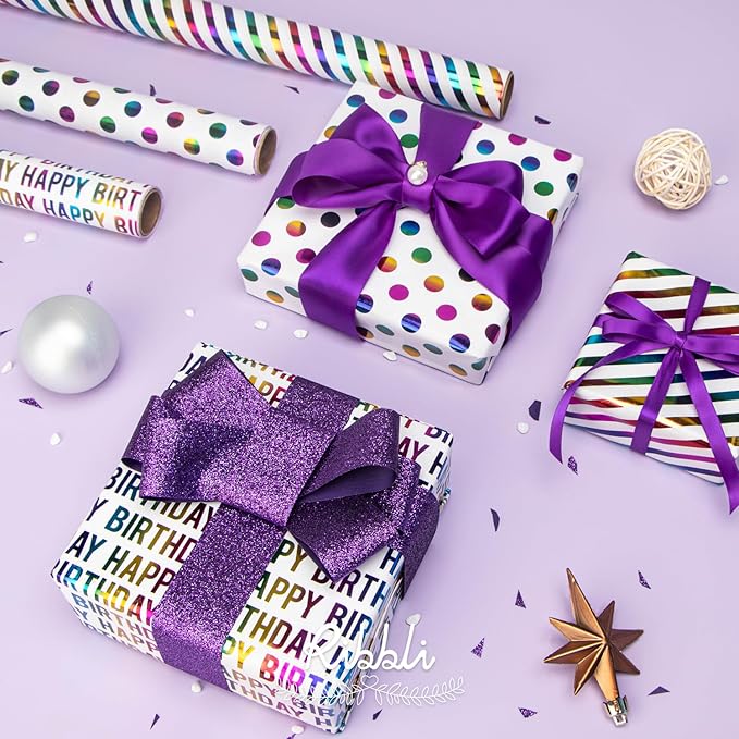 Ribbli Pop Up Birthday Card and Iridescent Birthday Wrapping Paper