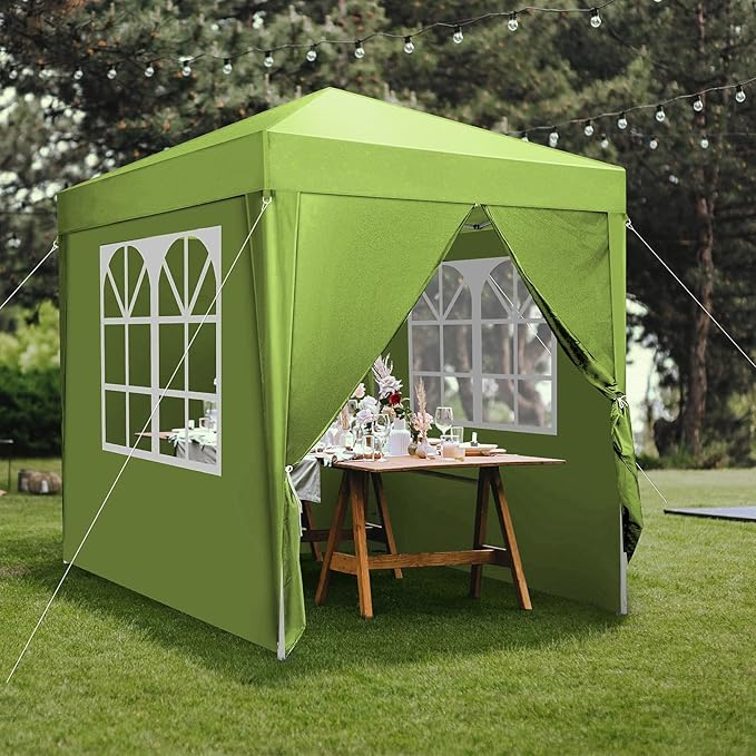 VINGLI 6.5x6.5 Pop Up Canopy Tent with Sidewalls, Outdoor Gazebo Canopy Tent, Patio Event Tents Outdoor Event Shelter for Parties (Lime Green)