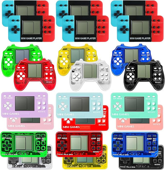 Sinikoro 24Pcs Video Game Party Favors for Kids, Arcade Video Game Birthday Supplies Mini Gaming Console Keychain Classroom Prizes for Boys and Girls