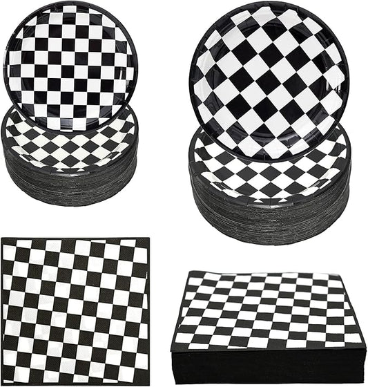 180Pcs Race Car Party Supplies Paper Plates and Napkins Serve 60 Disposable Tableware Set for Birthday Party Decorations Game Day Family Holiday Sports Events