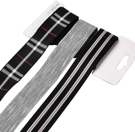 BEEFLYING 3 Styles Black Wire Edged Ribbons for Gift Wrapping, 25~28mm×2.7m Satin Ribbons Stripe Ribbons for Wedding Party Decoration Hair Bows Flower Designs Sewing and Craft, 9 Yards