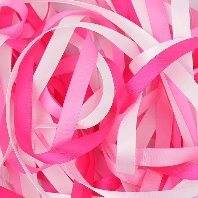 MAYREEL 3/8 Inch Pink Satin Ribbon Baby Pink Ribbon for Gift Wrapping Valentine's Day Crafts Wedding Bridal Shower Decorations 5 Rolls Assortment 10 Yards Each Color Total 50 Yards