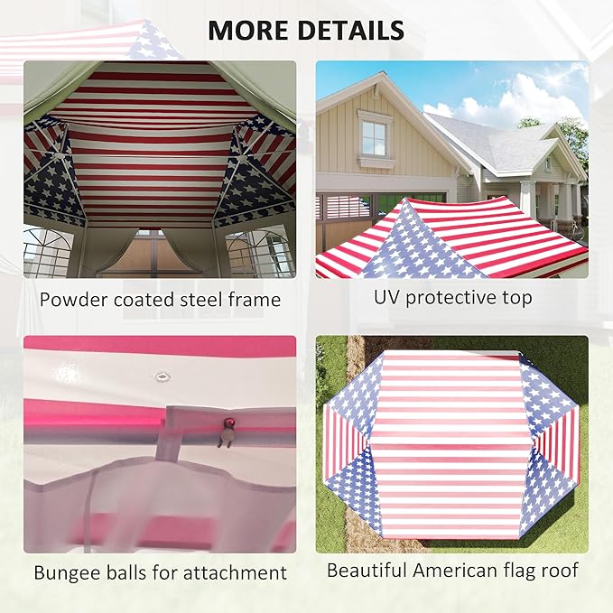 Outsunny 22.3 x 16.4 ft Party Tent, Heavy Duty Event Tent with Sidewalls, 2 Doors and 6 Windows, Outdoor Gazebo Shelter for Wedding, Party, American Flag