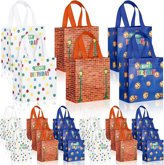 Sweetude 40 Pcs Cartoon Street Gift Party Favor Bags with Handle, Non Woven Goodie Bags Birthday Favor for Birthday Baby Shower Packaging Supplies