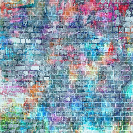 Kate 8x8ft Colorful Brick Wall Backdrops for Photoshoot Rainbow Painting Graffiti Background Adults Kids Portrait Photo Studio Props Backdrop