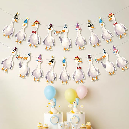 Cheerland Silly Goose Party Decorations Garland Birthday Banner Garden Tea Party Hanging Funny Goose Go Duck Decoration Supplies Farm Themed Cute Boys Girls Baby Shower Decor for Spring Garden Parties