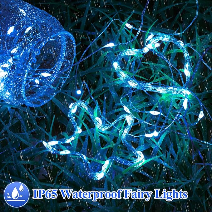 Lakumu 12-Pack Fairy Lights, 7FT 20 LED Battery Operated String Lights, Waterproof Silver Wire Firefly Lights, Blue for Mason Jars DIY Bedroom Wedding Party Centerpiece Table Decor