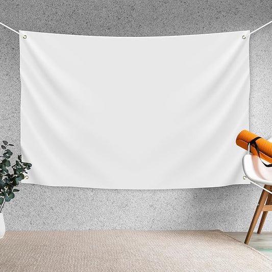 Blank DIY Banners Polyester Oxford Cloth White Banner with Hanging Rope for Wall Signs Writing DIY Painting Indoor Outdoor Office Camping Yard Birthday Party Decorations Supplies 6x4ft-BECKTEN