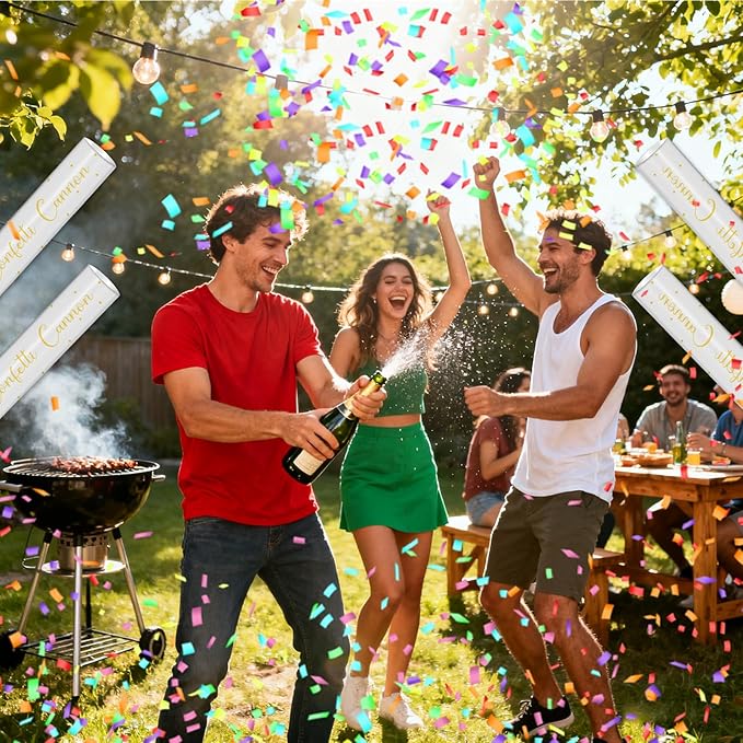 12" Confetti Cannons with Colorful Filling - Confetti Party Poppers for Birthday Wedding Graduations Fiesta Christmas New Year Celebrations - Easy to Use, Biodegradable Confetti - Pack of 6