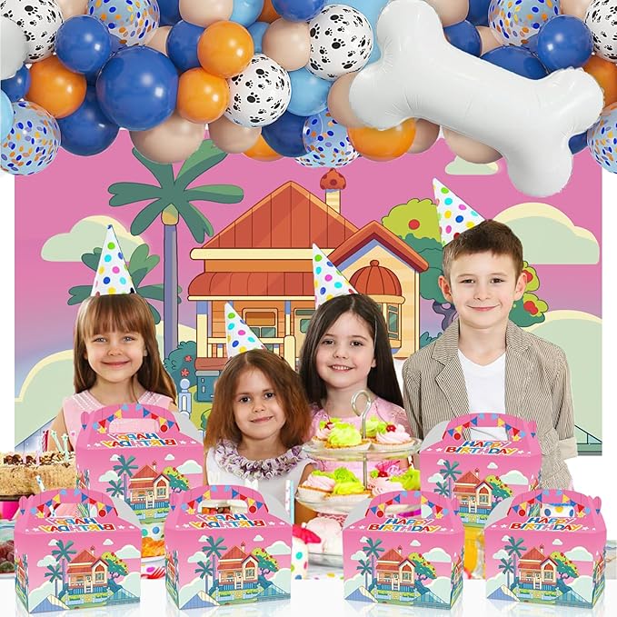 YOOUUQIAN Cartoon Blue Dog Birthday Party Supplies,Blue Party Decorations bags, candy boxes,Birthday Party Decoration bag(12 PCS)