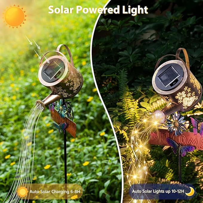 Solar Watering Can Light, Solar Yard Decorations Outdoor,Garden Decor Lights for Yard,IP65 Waterproof Hanging Lantern Lights,Outside Patio Lawn (Warm White)