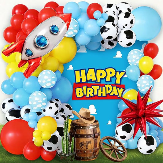 100pcs Hawaii Balloons Garland Arch Kit with Balloons for Birthday Decorations,Party Supplies for boys Girls (Rocket)