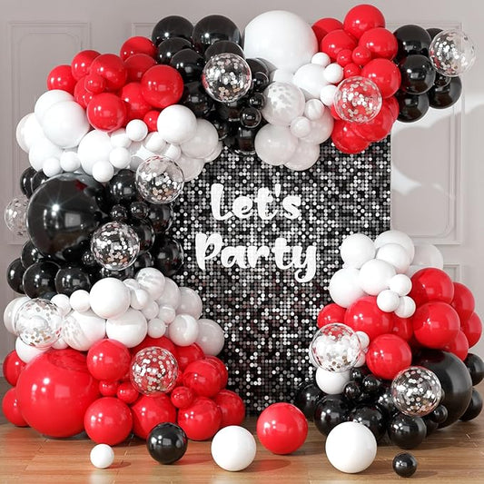 Red Black and White Balloon Arch Kit 164pcs Red White and Black Balloons with Confetti Balloons for Graduation Baby Shower Birthday Prom Party Decorations Supplies