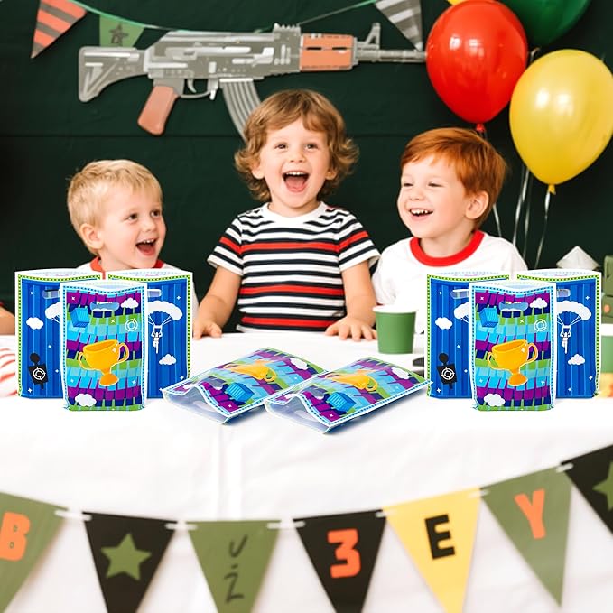 Andi Cppss Battle Gamers Party Favor Bags - 50PCS Battle Gamers Reward Goodie Bags with Handles for Birthday Party Supplies Plastic Candy Treat Snack Bag for Kids Video Game Theme Parties Decorations
