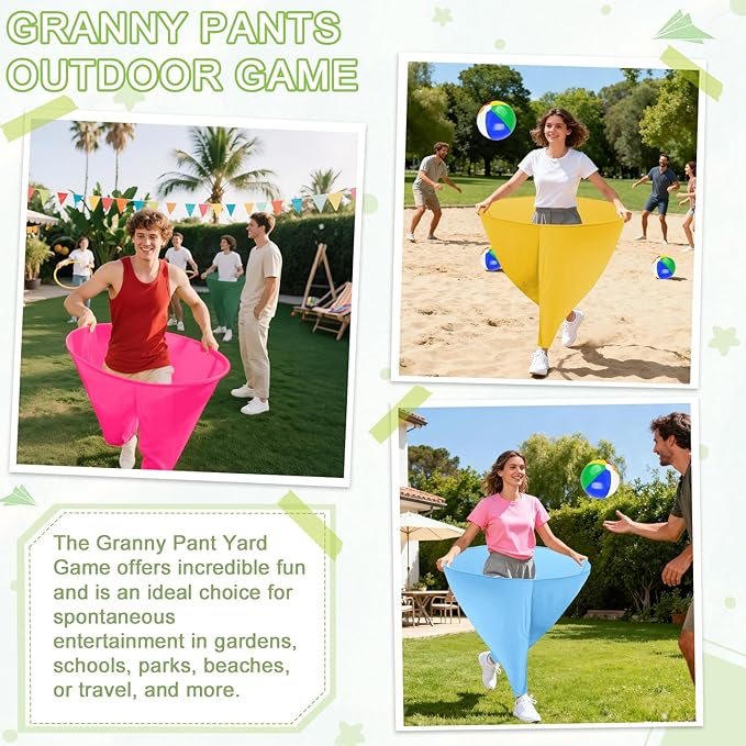 Granny Pants Yard Game Freaky Party Games Pants with Bouncy Balls and Air Pump Oversized Granny Pants Outdoor Game for Adults and Family Interactive Throwing Game for Group Gatherings