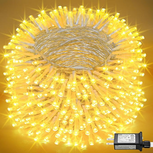 165FT 500 LED Outdoor String Lights, Warm White Christmas Lights Indoor Waterproof, 8 Modes Plug in Twinkle Fairy Lights for Outside Bedroom Garden Patio Party Wedding Holiday Decorations