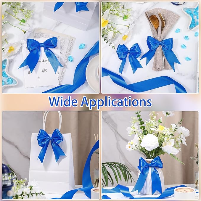 woric Royal Blue Ribbon 1 1/2 Inch 60 Yards Blue Satin Ribbons for Graduation Leis Flower Roses Bouquet Bows Making Gift Wrapping Birthday Party Decorations