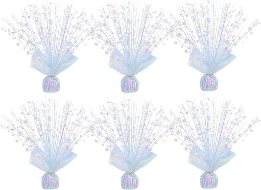 6 Pack Metallic Foil Spray Centerpiece Stars for Wedding, Birthday, Anniversary, Christmas Table Decor, Holiday Festival Baby Shower Graduation Mantle Party Decorations (Lridescent)