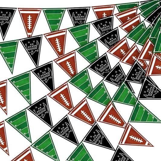 5 Pcs Football Party Decorations Football Banner Pennant Flags Rugby Themed Paper Triangle Banner for Sports Birthday Party Home Garland Decorations Fans Supplies