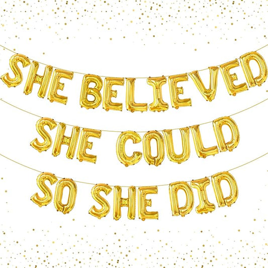 KatchOn Gold She Believed She Could So She Did Balloons - 16 Inch | Congrats Balloon for Congratulations Decorations | Graduation Balloon for Graduation Decorations 2026, Congrats Grad Decorations
