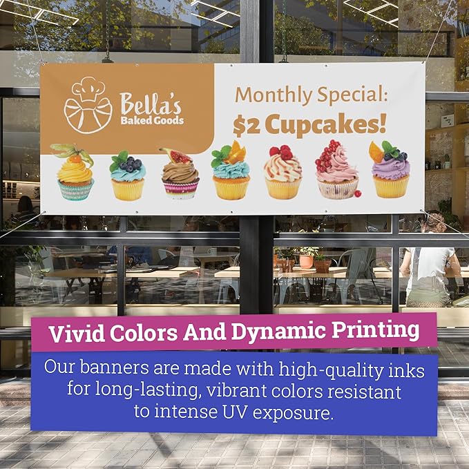 CustomForMe Personalized Vinyl Banner – Vinyl Printed Customizable Banner for Indoor and Outdoor Use (2'x8')