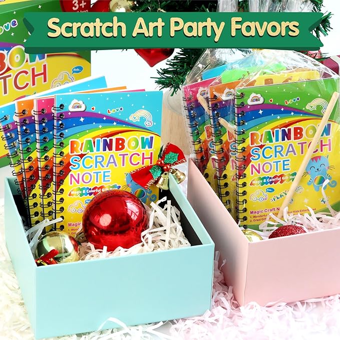 ZMLM 36 Pack Scratch Art Party Favors: Birthday Party Favors for Kids 4-8, Bulk Rainbow Scratch Notebook Paper Pads, Goodie Bags Stuffers Girls Boys Classroom Gifts Crafts Toys Easter Basket Stuffers
