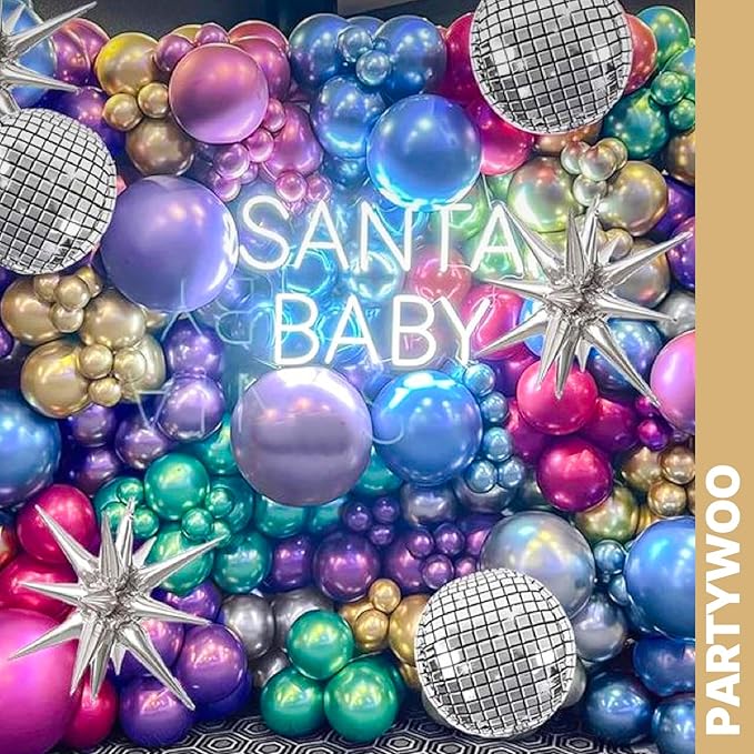 PartyWoo Metallic Balloons 66pcs 12 Inch Metallic Blue Silver Gold Purple Pink Green Rose Gold Latex Balloons for Baby Shower Wedding Engagement Unicorn Rainbow Birthday Party Decorations