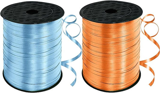 TONIFUL 500 Yards Curling Ribbon-Balloon Ribbon-Balloon String for Art&Craft Decor,Gift Wrapping,Ribbons and Bows for Christmas New Year Birthday Gifts Graduation Supplies (Light Blue Orange)