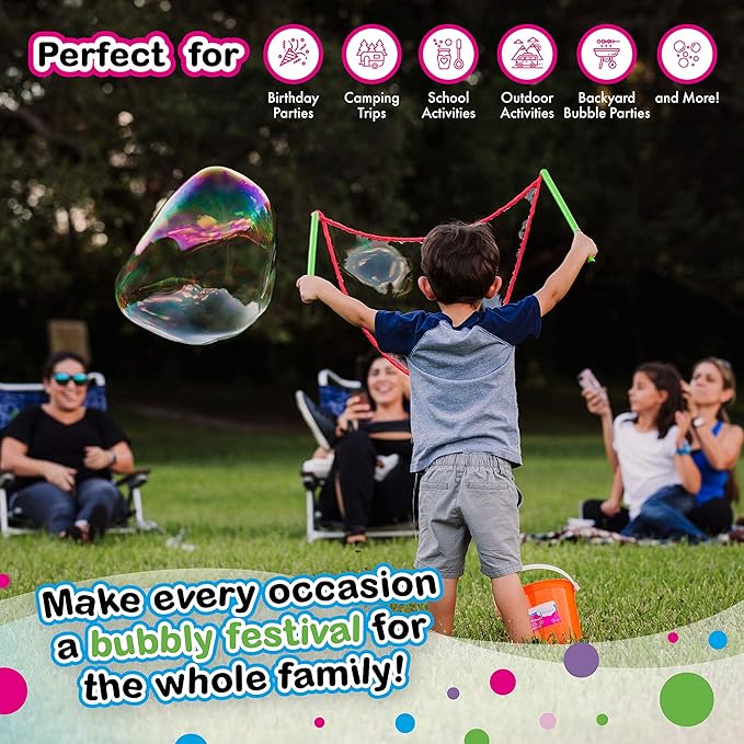 WOWmazing Grab-N-Go Kit: Incl. Wand, Jumbo Bubble Concentrate, Bucket, and Tips & Trick Booklet | Outdoor Toy for Kids, Boys, Girls | Bubbles Made in The USA