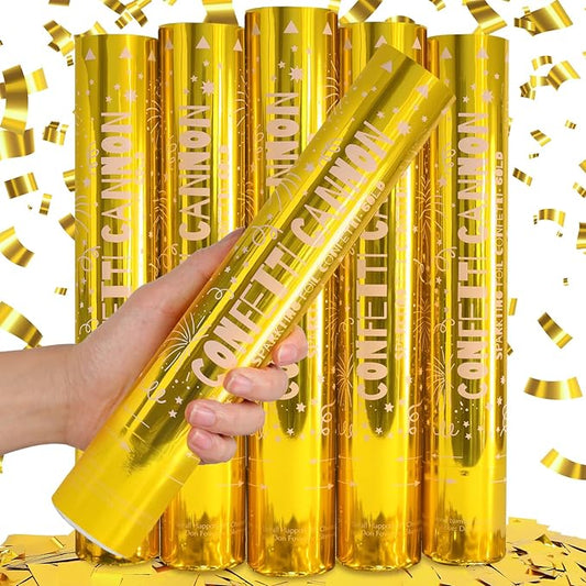 5 Pack Confetti Poppers gold– 12 Inch Confetti Blaster for Birthday, Graduation, and New Year’s Eve Celebrations – Best Party Poppers for Unforgettable Parties!