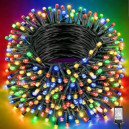 197FT 600 LED Christmas Lights Outdoor, Plug in Easter String Lights Waterproof, 8 Modes Green Wire String Twinkle Lights for Indoor Garden Patio Yard Party Holiday Decorations, Multicolor