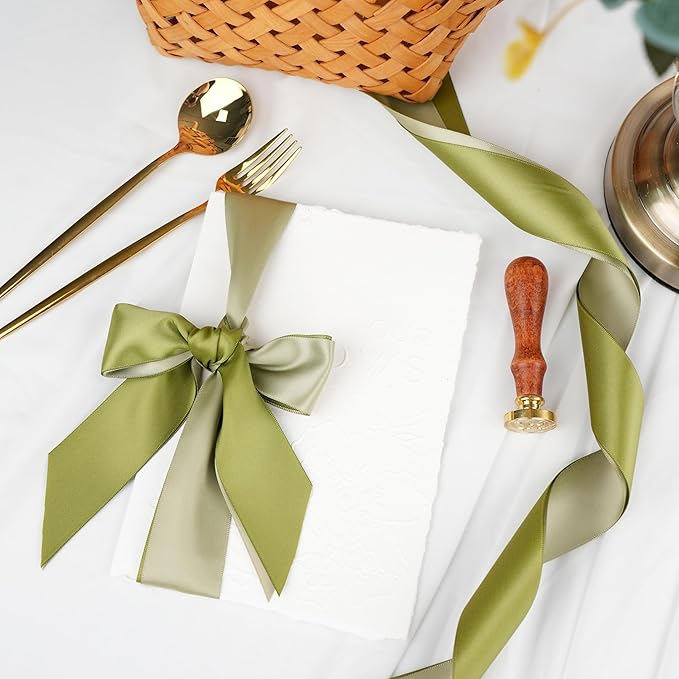 Sage Green Satin Ribbon, 1.5 Inch x 30 Yards, 6 Rolls, Double Face Polyester Ribbon for Wedding Decor, Gift Wrapping, Hair Bows, Bouquets, DIY Crafts