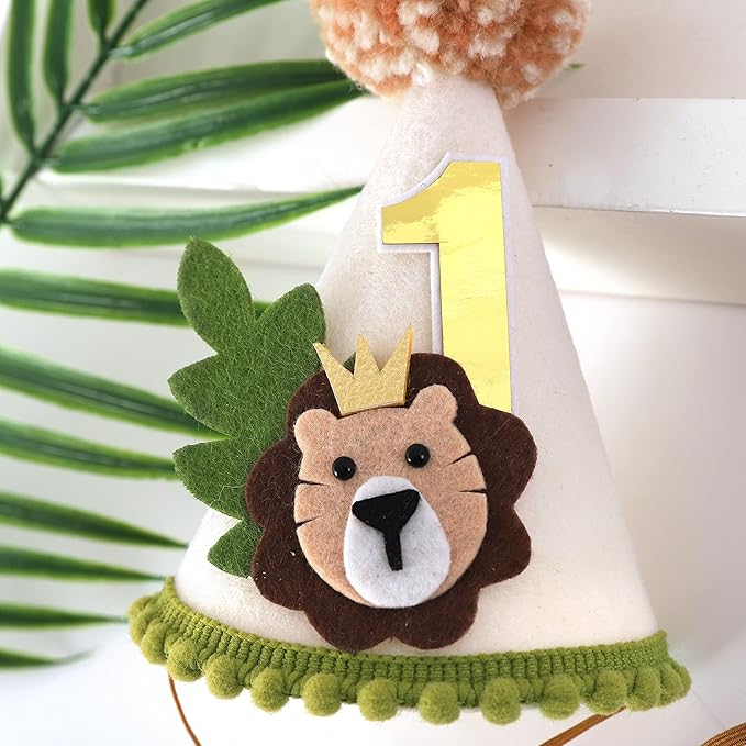 Lion Theme First Birthday Crown - Wild One Jungle Safari Decoration for Boys