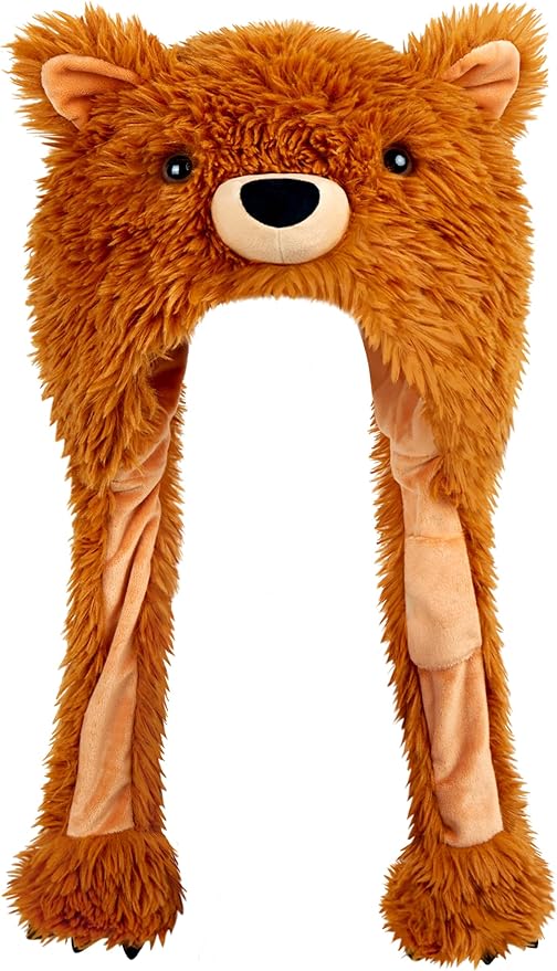 dressfan Plush Animal Hat with Ear Flaps,Novelty Christmas & Birthday Gifts for Adults & Children,One Size Fits All