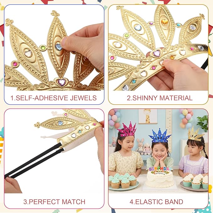 Yaomiao 66 Pieces Foam Princess Tiaras Kids DIY Crowns Party Favors Craft Crystal Diamond Sticker Making Your Own Tiara (Classic Style)