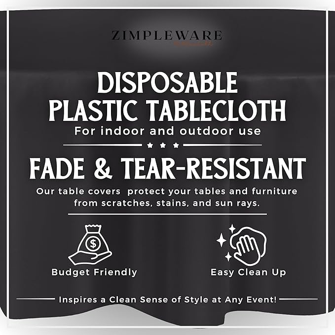 ZIMPLEWARE Premium Dark Grey Plastic Table Cloth Disposable (12 Pack) Round Tablecloth (84in) Party Table Cloths Disposable, Perfect Table Cloth Round Cover for Any Table Up to 6 Feet