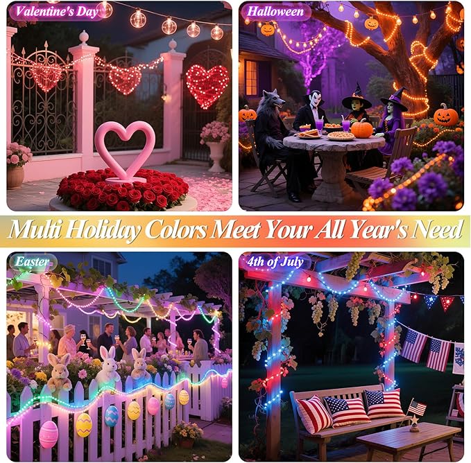 Lovelite Fairy Lights Battery Operated USB Plug in, 34 Colors Changing 33ft 100LED Patriotic String Lights with Remote, Waterproof Twinkle Lights for Bedroom Indoor Outdoor 4th of July Party Decor