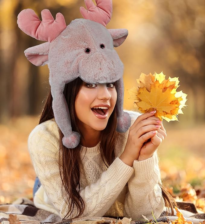 DolliBu Plush Hat – Super Soft Fleece Stuffed Animal Beanie with Ear Flaps, Cozy Warm Winter Hat for Kids – One Size
