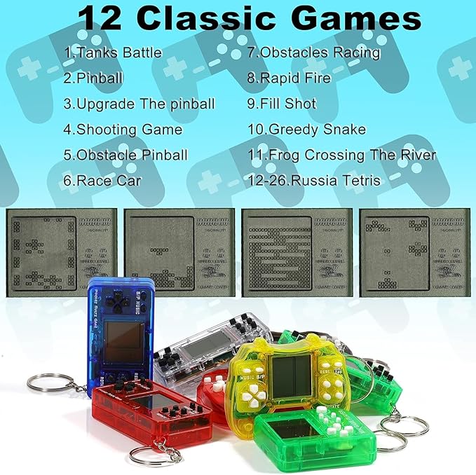 18Pcs Video Game Party Favors, Mini Game Keychain Arcade Party Favors for Kids,Birthday Supplies Gaming Classroom Prizes for Boys and Girls