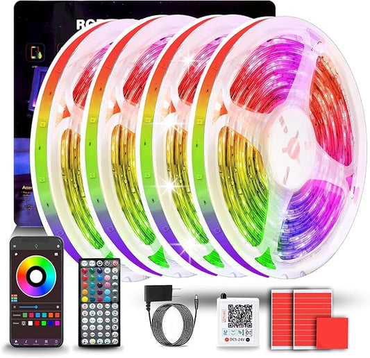 NBBUFF Led Lights for Bedroom 400FT (4 Rolls of 100ft), Color Changing RGB Led Strip Lights with 60 Keys Remote and App Control, Music Sync Led Lights for Room Party Home Decor