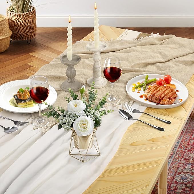 Folding Picnic Table with Table Runner, Portable Boho Low Picnic Table for Indoor Outdoor, 80" x 30" Wooden Table with Adjustable Heights for Camping, Wedding, Beach, Garden, Party (Large Size for 8)