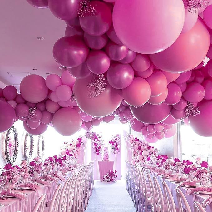 PartyWoo Hot Pink Balloons 140pcs Different Sizes of 18 12 10 5 Inch Magenta Fuchsia Dark Pink Balloon Arch Kit Garland for Bridal Baby Shower Birthday Butterfly Princess Party Decorations Pink-Y39