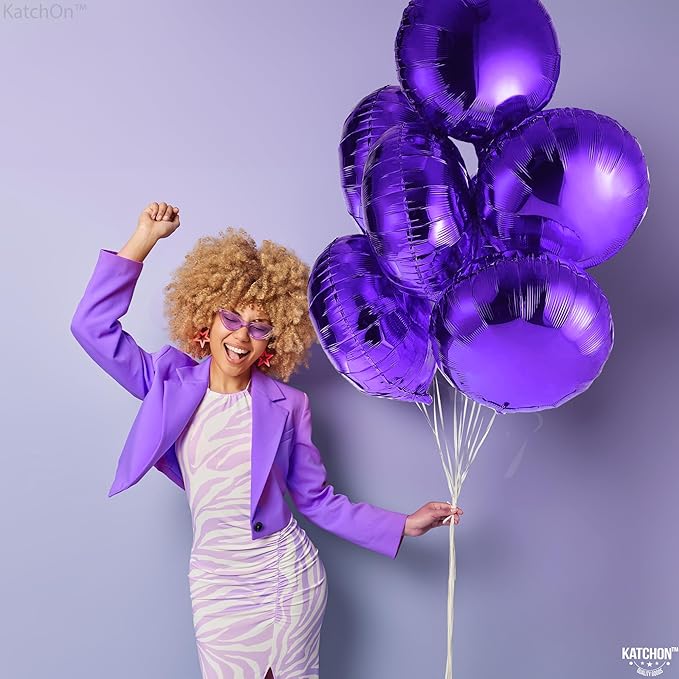 Katchon, Metallic Purple Mylar Balloons - 18 Inch, Pack Of 6 | Purple Foil Balloons for Halloween Decorations | Foil Balloon for Graduation Decorations 2026 | Unicorn, Mermaid Party Decorations